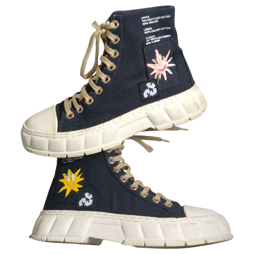 Virón 1982 Pepo Boots Sneakers / Canvas Patch HighTop SZ 8 US - Picture 3 of 8